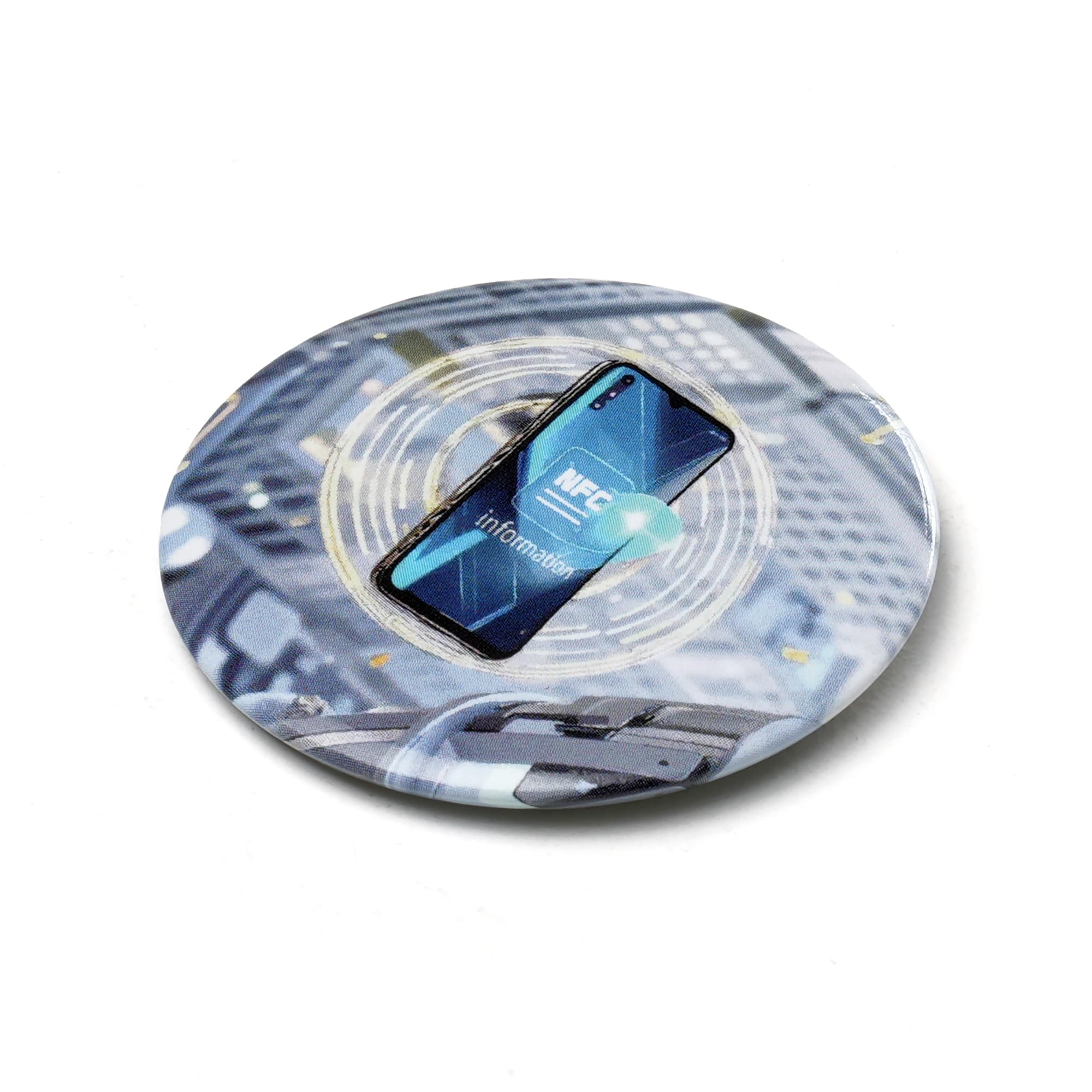 NFC TIN METAL BUTTON BADGE