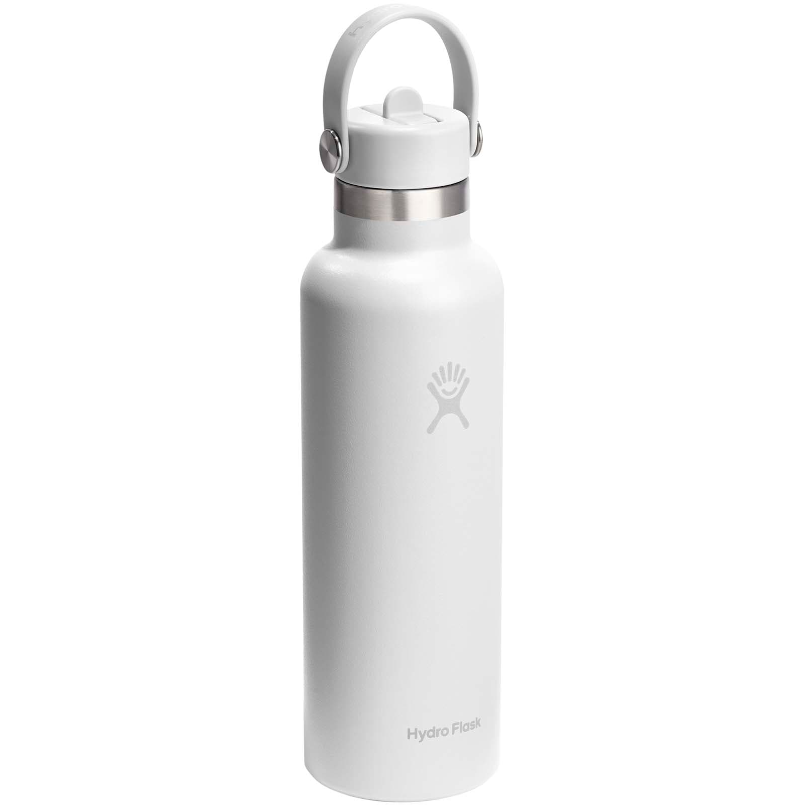 Hydro Flask Standard Mouth 621 ml insulated stainless steel water bottle with straw cap