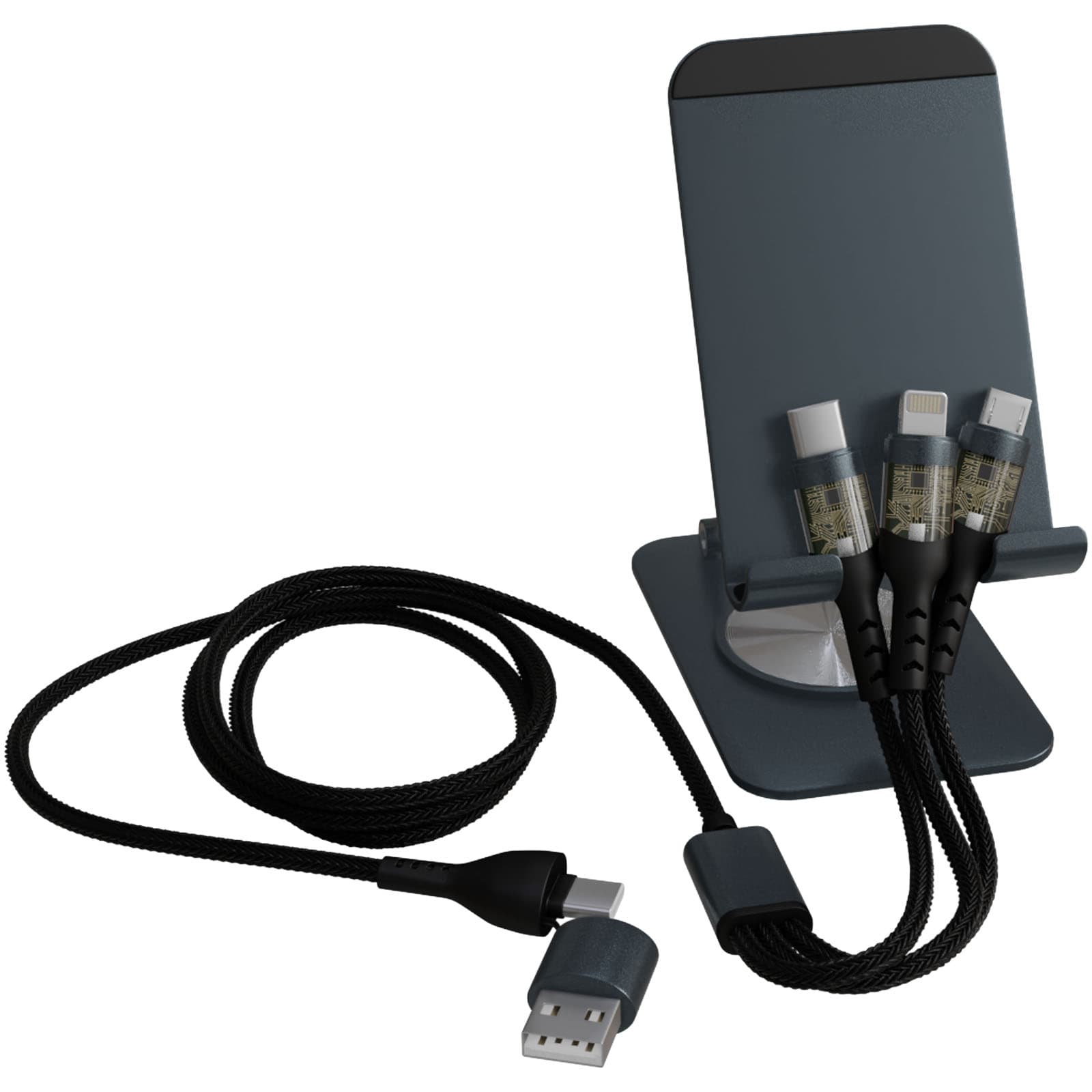 SCX.design O32 foldable phone stand with 3-in-1 charging cable