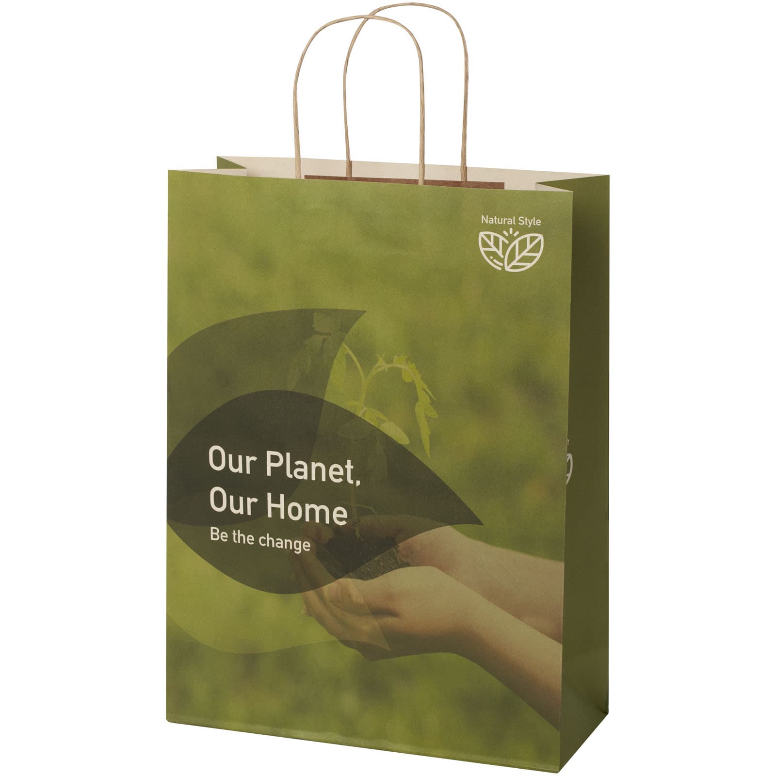 Agricultural waste 150 g/m2 paper bag with twisted handles - 31 x 12 x 41 cm