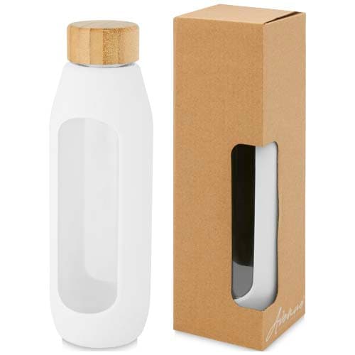 Tidan 600 ml borosilicate glass bottle with silicone grip