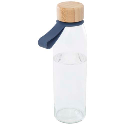 Porto 500 ml glass water bottle with silicone handle and bamboo lid