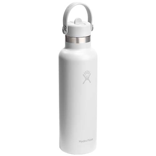 Hydro Flask Standard Mouth 621 ml insulated stainless steel water bottle with straw cap