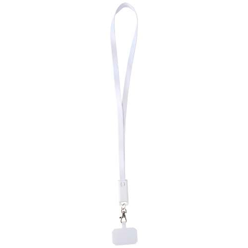 Franz recycled plastic smartphone lanyard with built-in data sync and 65W fast charge 5-in-1 cable