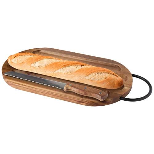 Prestige acacia wood chopping board with bread knife