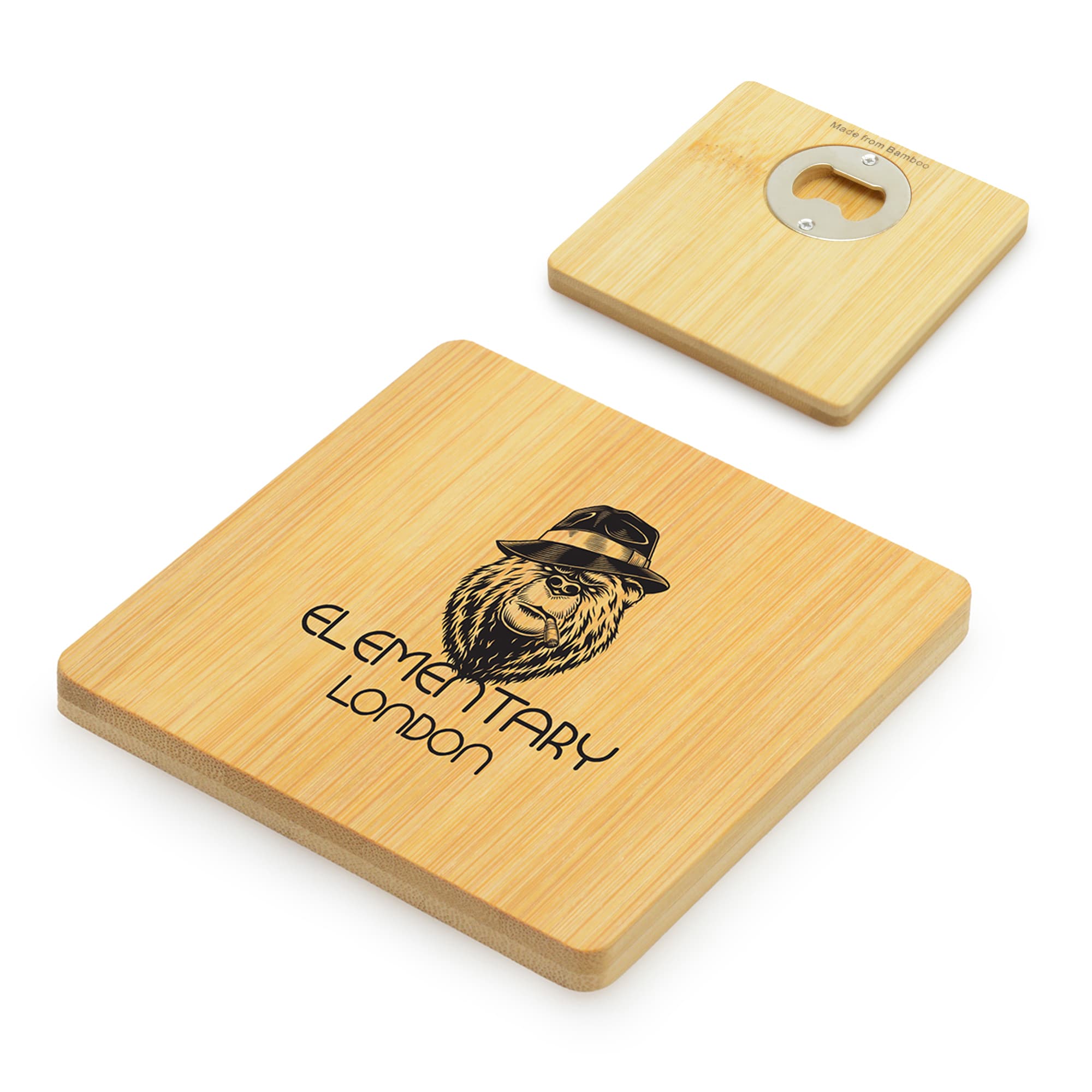 BLANE 2 IN 1 BAMBOO COASTER AND BOTTLE OPENER