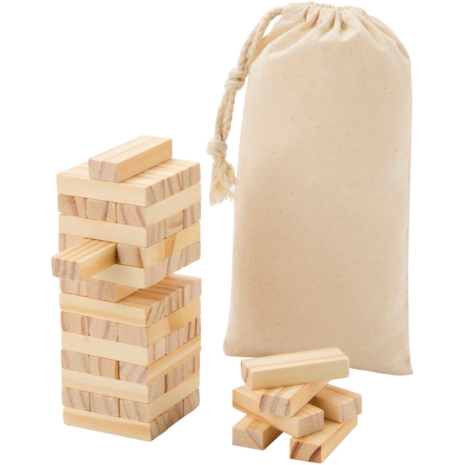 Jumble wooden toppling tower game