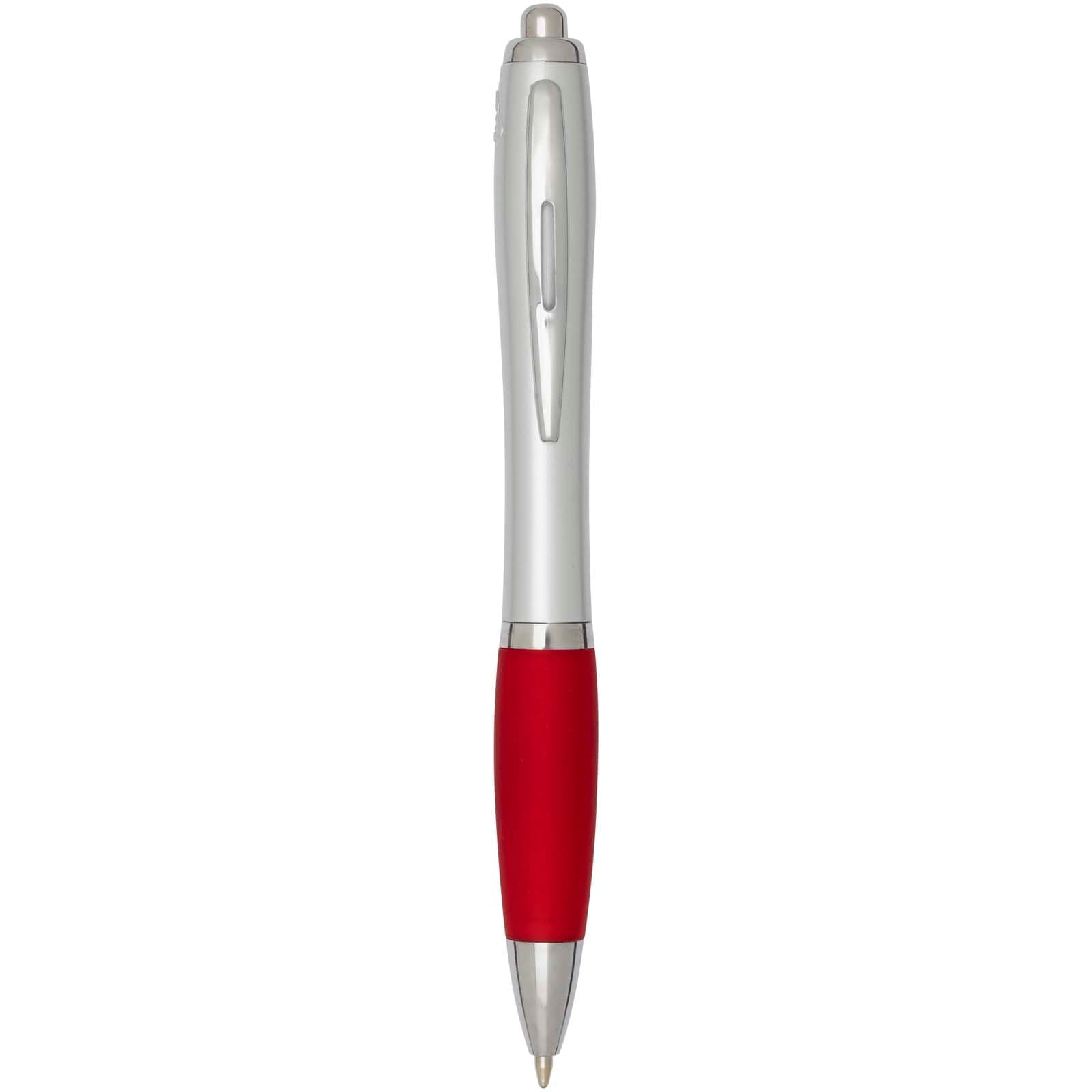 Nash RCS recycled plastic ballpoint pen with silver barrel and coloured grip (black ink)