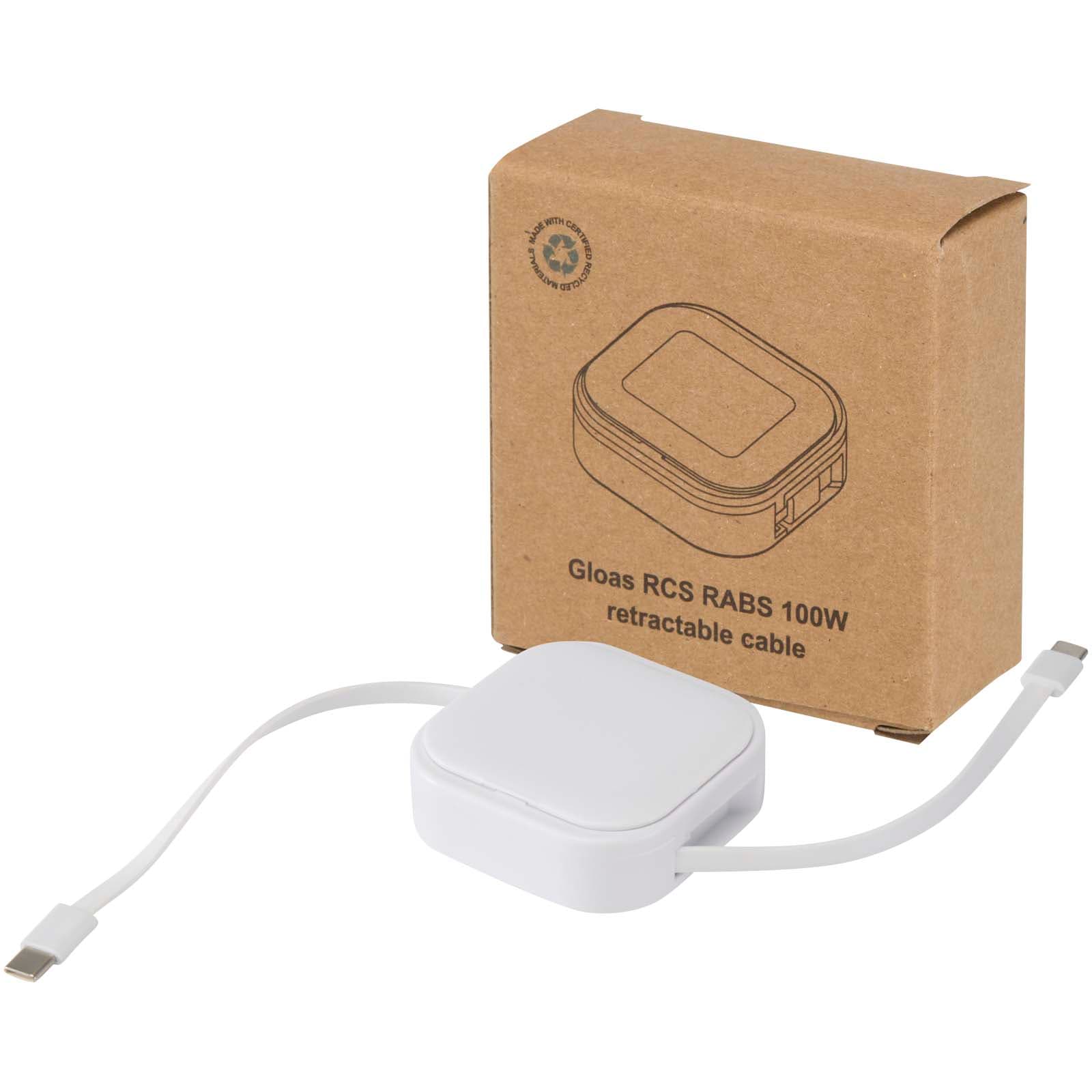 Gloas 5-in-1 recycled retractable data sync and 100W fast charge cable with smartphone tool kit