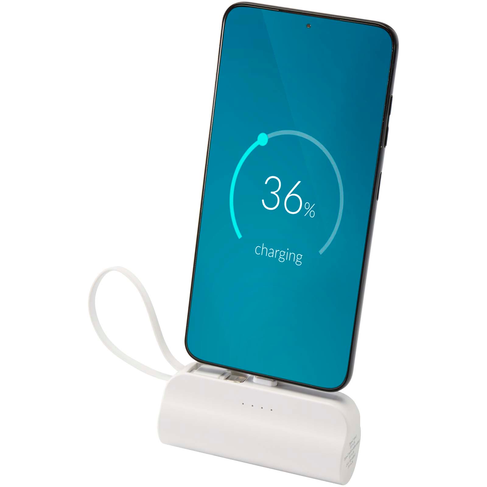 Alnair 5000 mAh 10W recycled plastic Type-C power bank with built-in flip stand and 2-in-1 cable