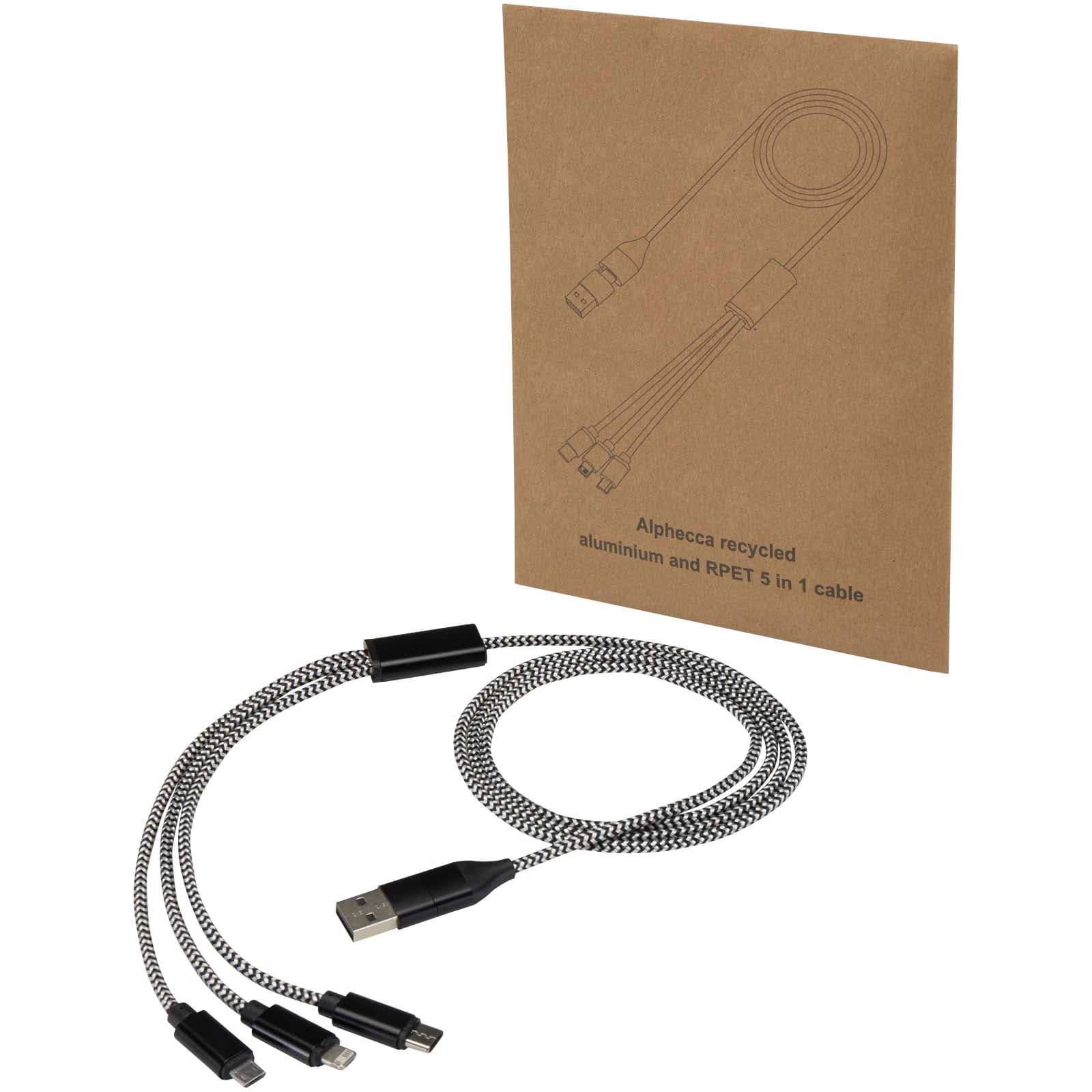 Alphecca recycled aluminium and RPET 5-in-1 charging cable