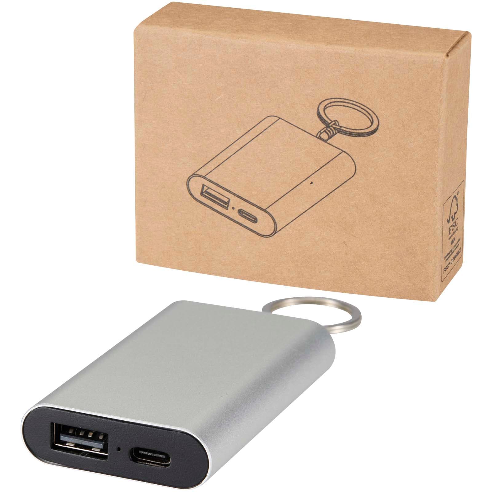 Arcturus 2000 mAh recycled aluminium power bank with keychain