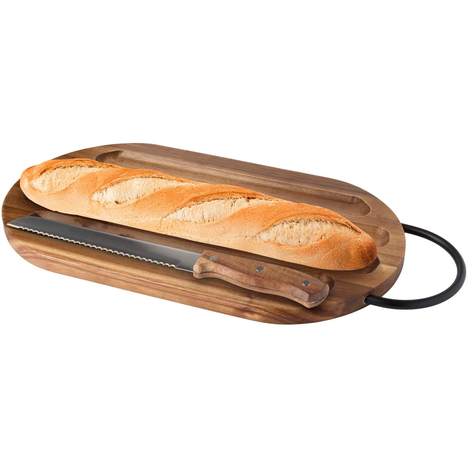 Prestige acacia wood chopping board with bread knife