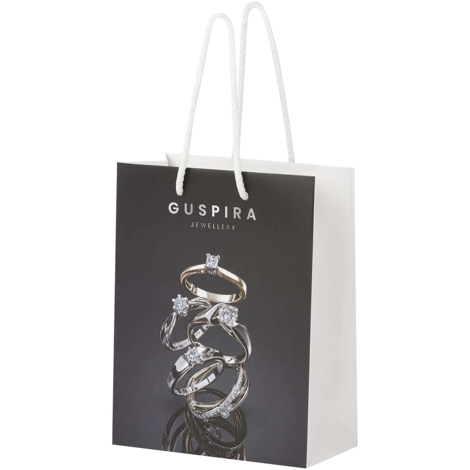 Handmade 170 g/m2 integra paper bag with plastic cord handles - 18 x 9 x 23 cm