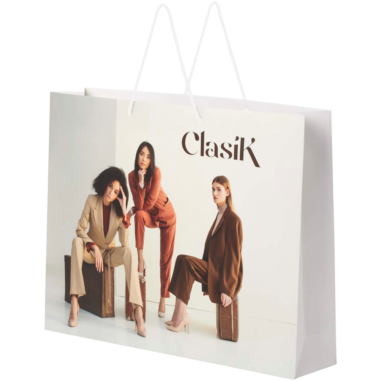 Handmade 170 g/m2 integra paper bag with plastic cord handles - 45 x 10 x 35 cm