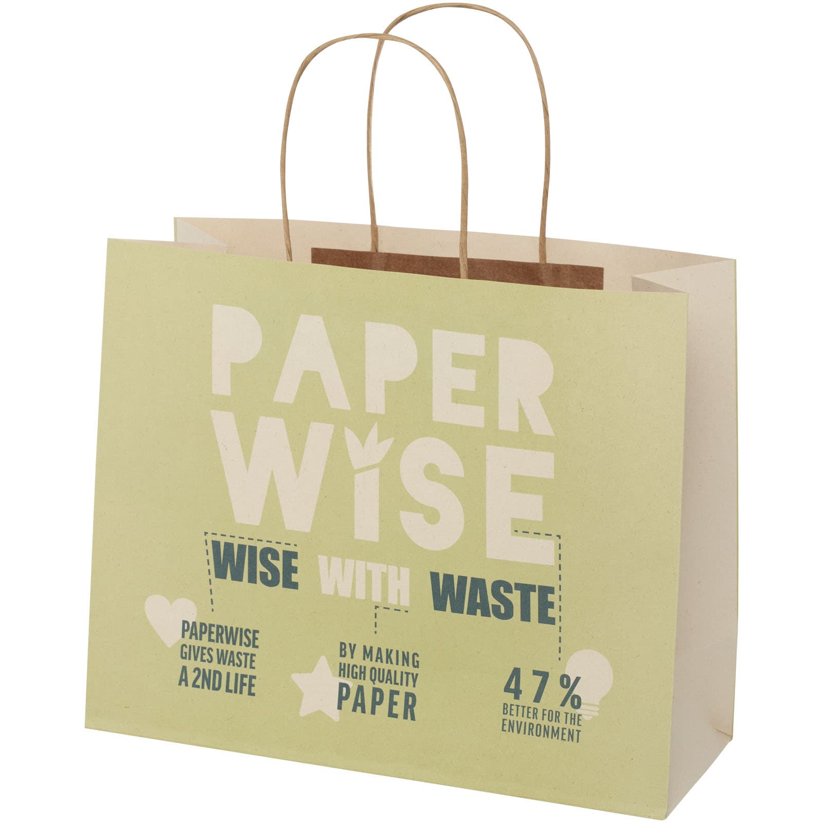 Agricultural waste 150 g/m2 paper bag with twisted handles - 31 x 12 x 25 cm