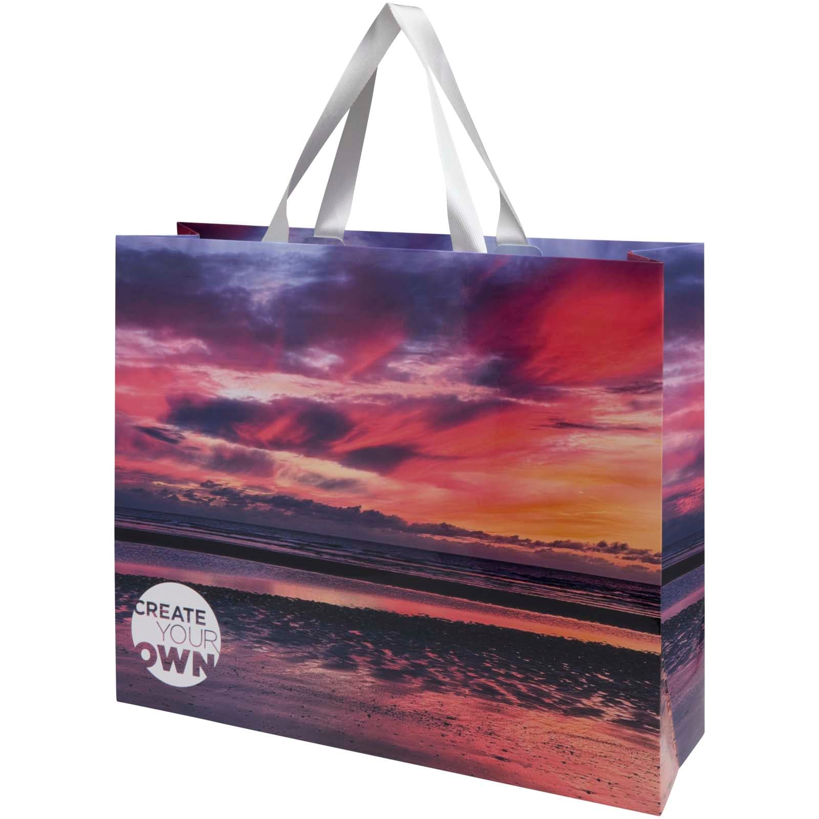 Smartfold 210 g/m² paper bag with ribbon handles and matt lamination - 42 x 12 x 35 cm