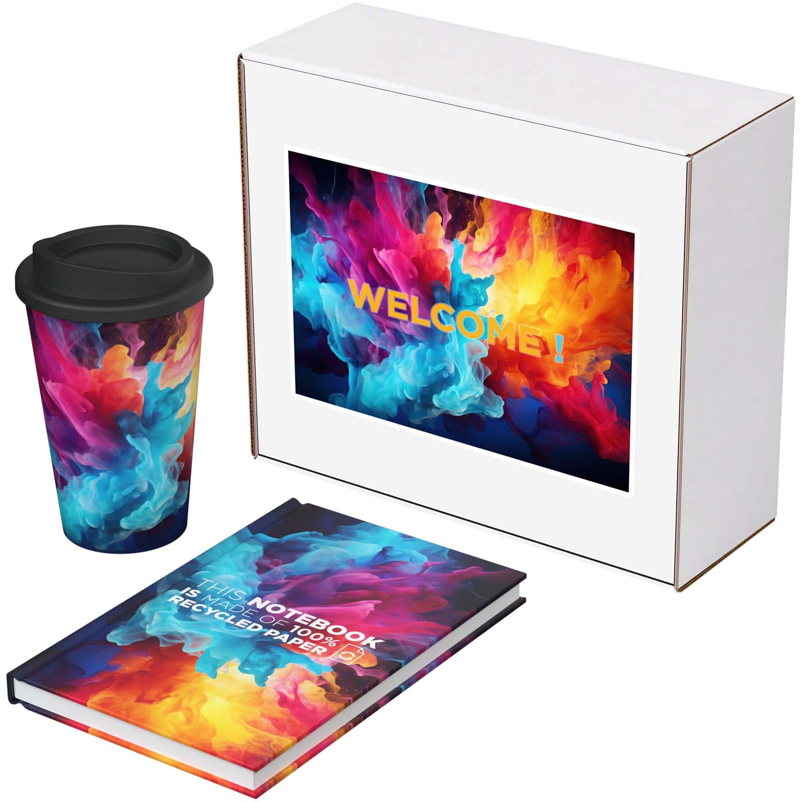Keswick recycled gift set – Novella Brontë notebook and Americano tumbler