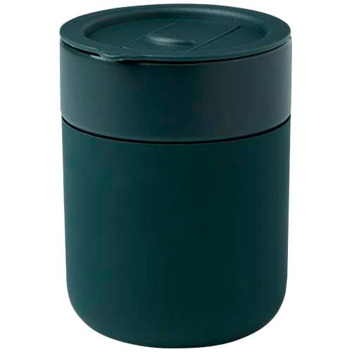 Java 330 ml ceramic tumbler with silicone wrap and plastic lid