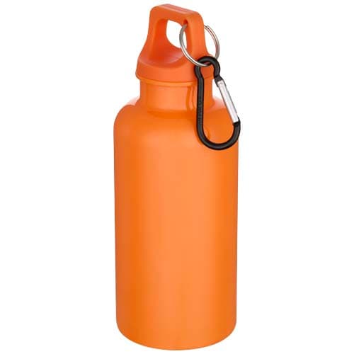 Oregon 400 ml solid colour RCS recycled plastic water bottle with carabiner