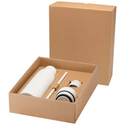 Illuminate 650 ml RCS recycled double wall stainless steel water bottle with 3-piece lid set