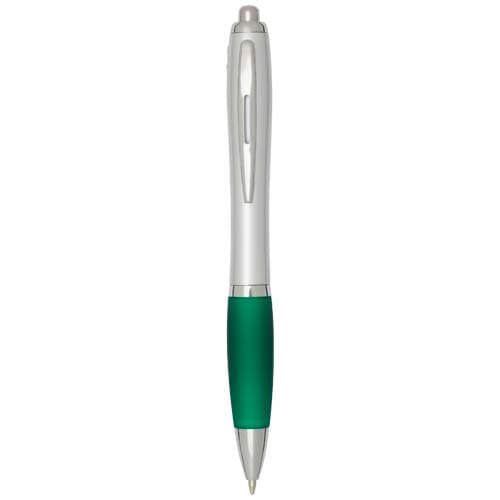 Nash RCS recycled plastic ballpoint pen with silver barrel and coloured grip (black ink)
