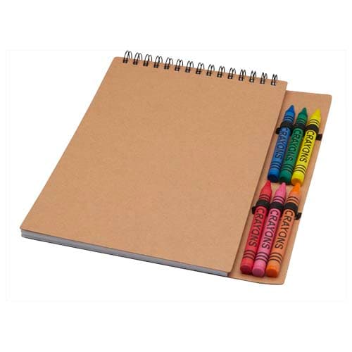 Doodle A5 spiral soft cover notebook and crayon set