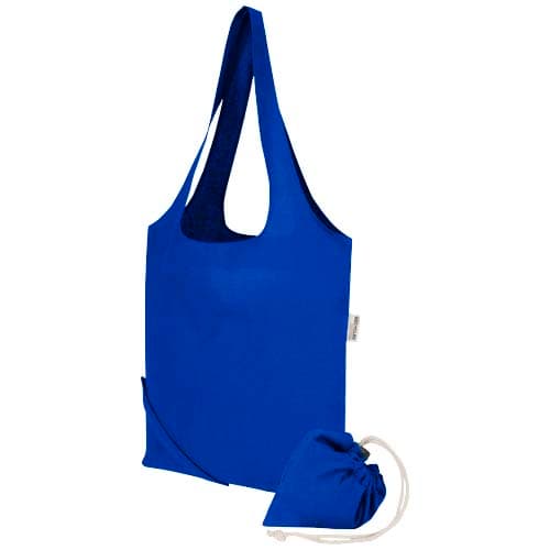 Madras Blend 140 g/m² GRS recycled foldable cotton tote bag 7L