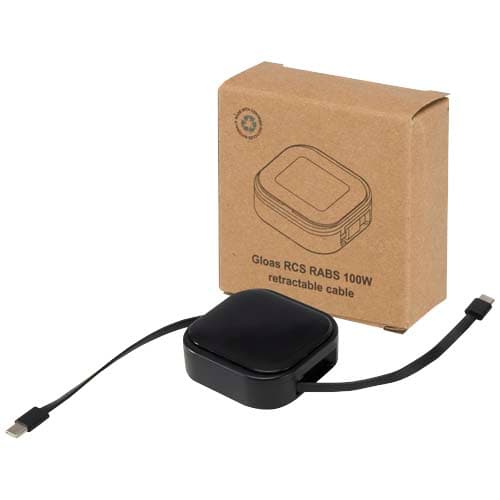 Gloas 5-in-1 recycled retractable data sync and 100W fast charge cable with smartphone tool kit
