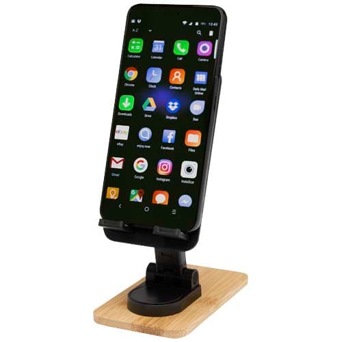 Alfirk recycled plastic foldeable desk phone stand with bamboo details