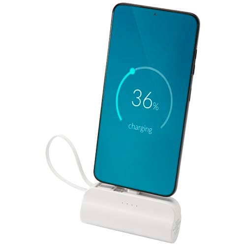 Alnair 5000 mAh 10W recycled plastic Type-C power bank with built-in flip stand and 2-in-1 cable