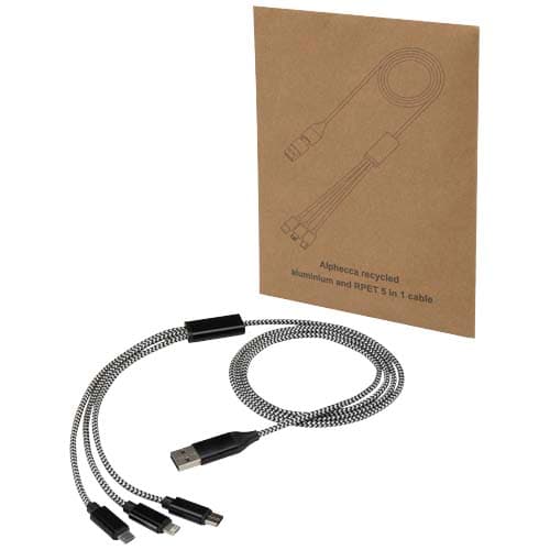 Alphecca recycled aluminium and RPET 5-in-1 charging cable
