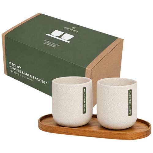 Originalhome oval wooden tray and 150 ml ceramic mug set