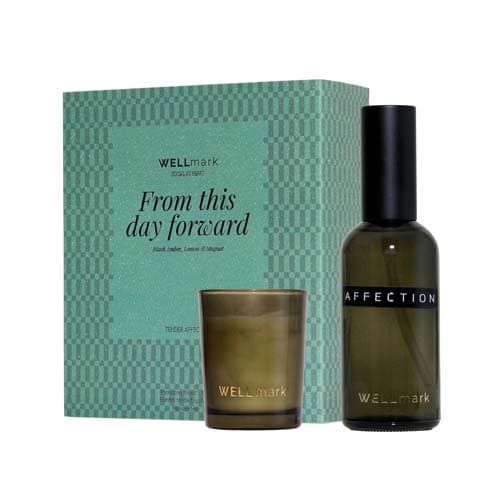 Wellmark 100 ml room spray and 70 ml Tender Affection candle gift set