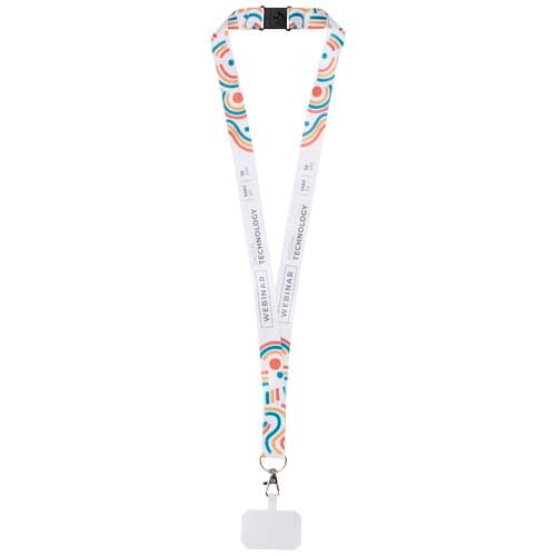 Addie sublimation RPET lanyard with phone holder and safety breakaway