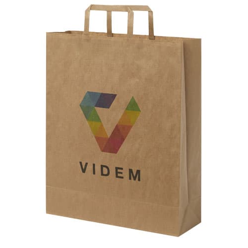Kraft 80-90 g/m2 paper bag with flat handles - 32 x 12 x 40 cm