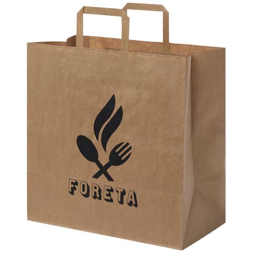 Kraft 80-90 g/m2 paper bag with flat handles - 34 x 20 x 35 cm