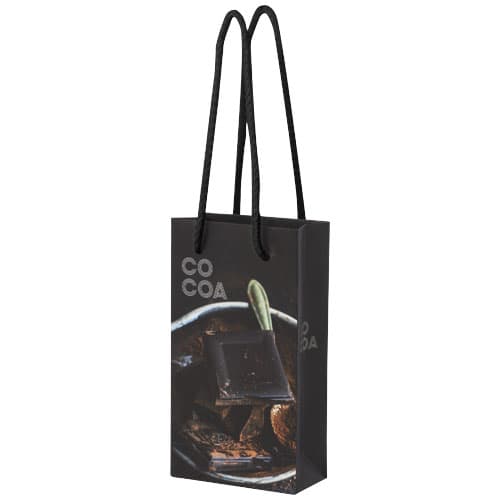 Handmade 170 g/m2 integra paper bag with plastic cord handles - 9.5 x 4 x 17 cm