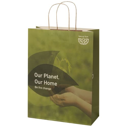 Agricultural waste 150 g/m2 paper bag with twisted handles - 31 x 12 x 41 cm