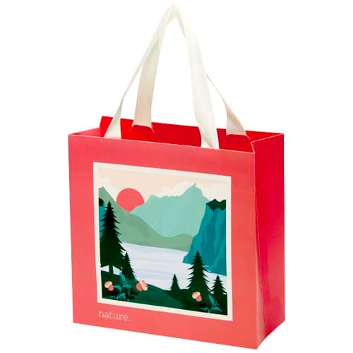Smartfold 210 g/m² paper bag with ribbon handles and gloss lamination - 24 x 10 x 24 cm