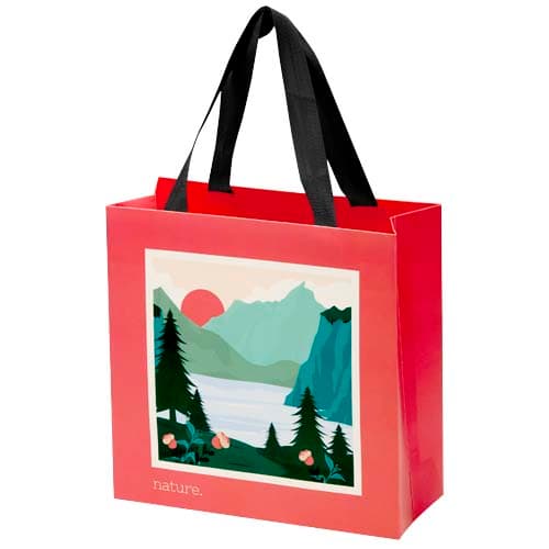 Smartfold 210 g/m² paper bag with ribbon handles and gloss lamination - 24 x 10 x 24 cm