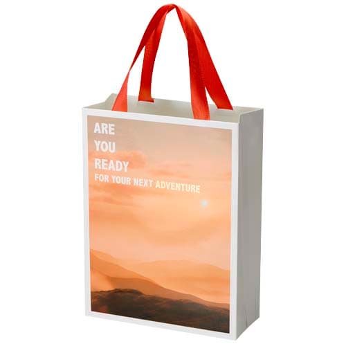 Smartfold 210 g/m² paper bag with ribbon handles and gloss lamination - 24 x 10 x 32 cm