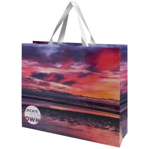 Smartfold 210 g/m² paper bag with ribbon handles and matt lamination - 42 x 12 x 35 cm